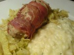 Prosciuttoinlindade kycklingrullader med vinbräserad savojkål och&nbsp;citronrisotto